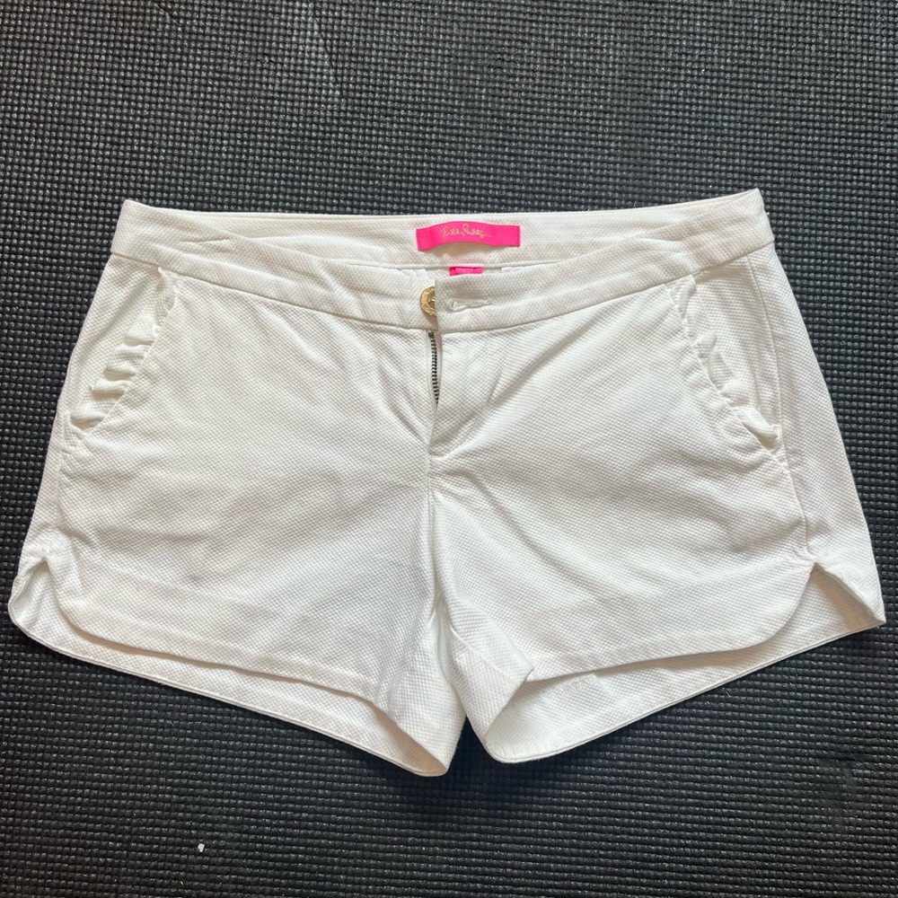 Lilly Pulitzer White Adie Shorts with Ruffle Pockets Sz 0